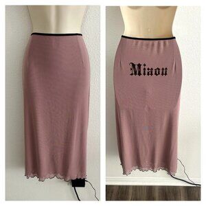 Miaou 2XL NWOT Moni Mesh Stretch Midi Skirt Logo on Butt Plus Size XXL Y2K